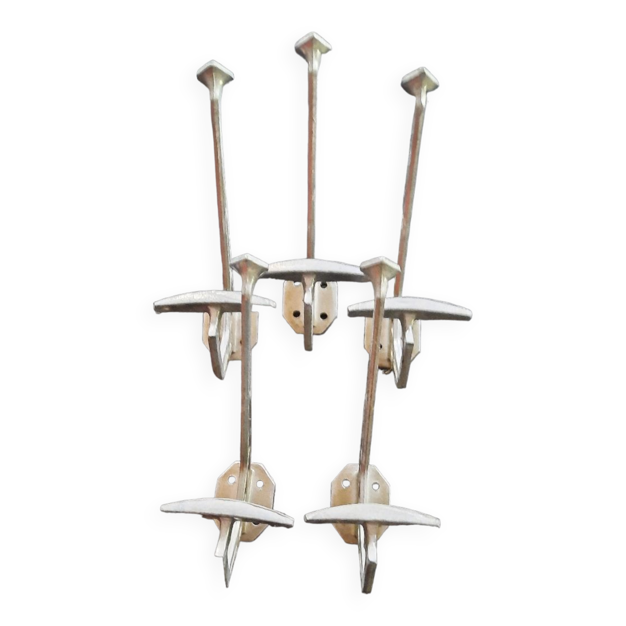 Set of 5 brushed aluminum coat hooks