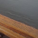 Antique English Oak Writing Desk / Partner Desk with a Leather Top