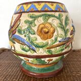 Ceramic pot, Perugia Italy, flower and bird decoration
