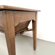 Farm table, old solid oak dough trough, France, around 1920.