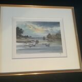 Marine lithograph signed Stéphane Lauro