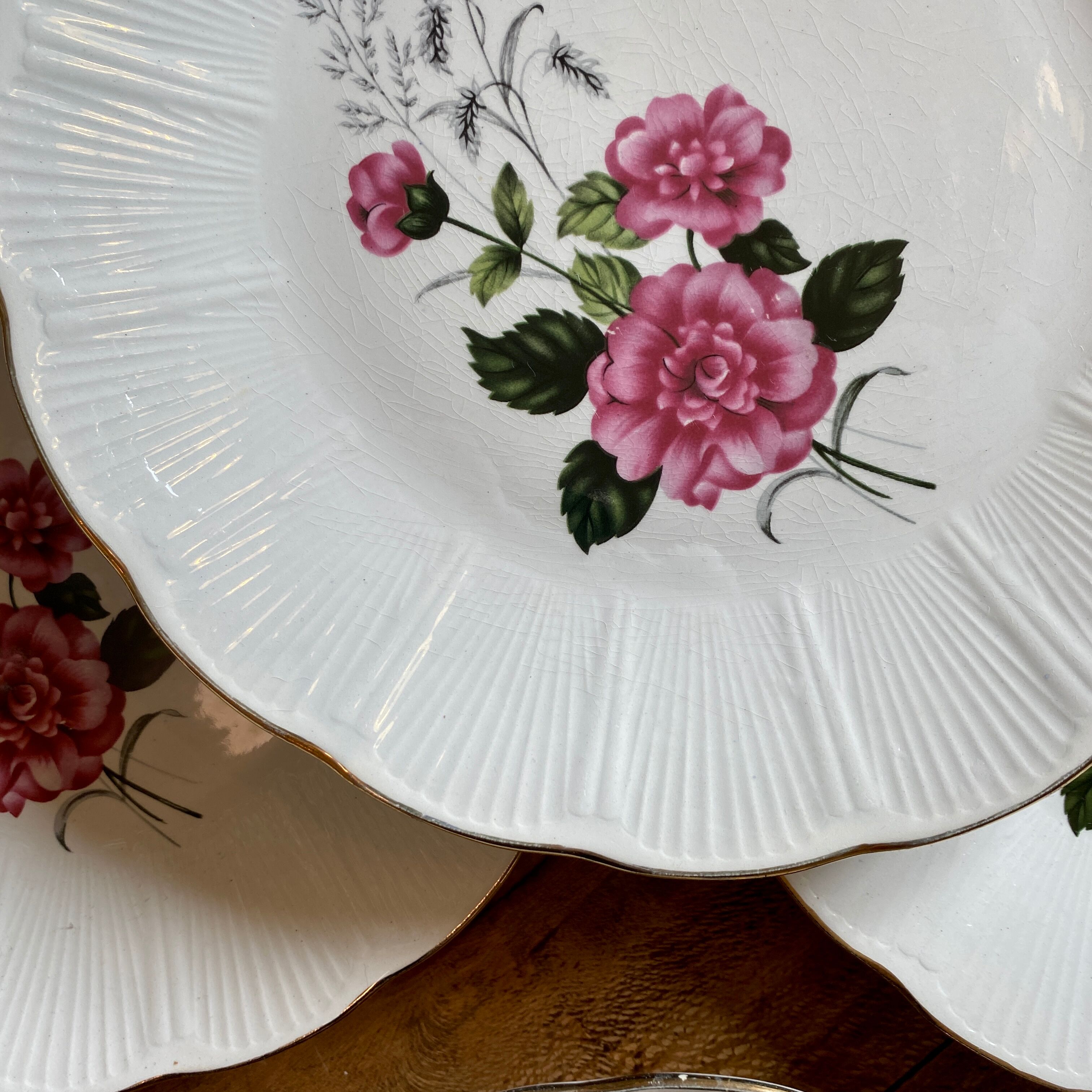 Set of 6 vintage flat plates L'Amandinoise