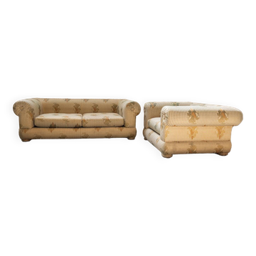 3-seater sofa and silk armchair, Tommaso Barbi, 1970