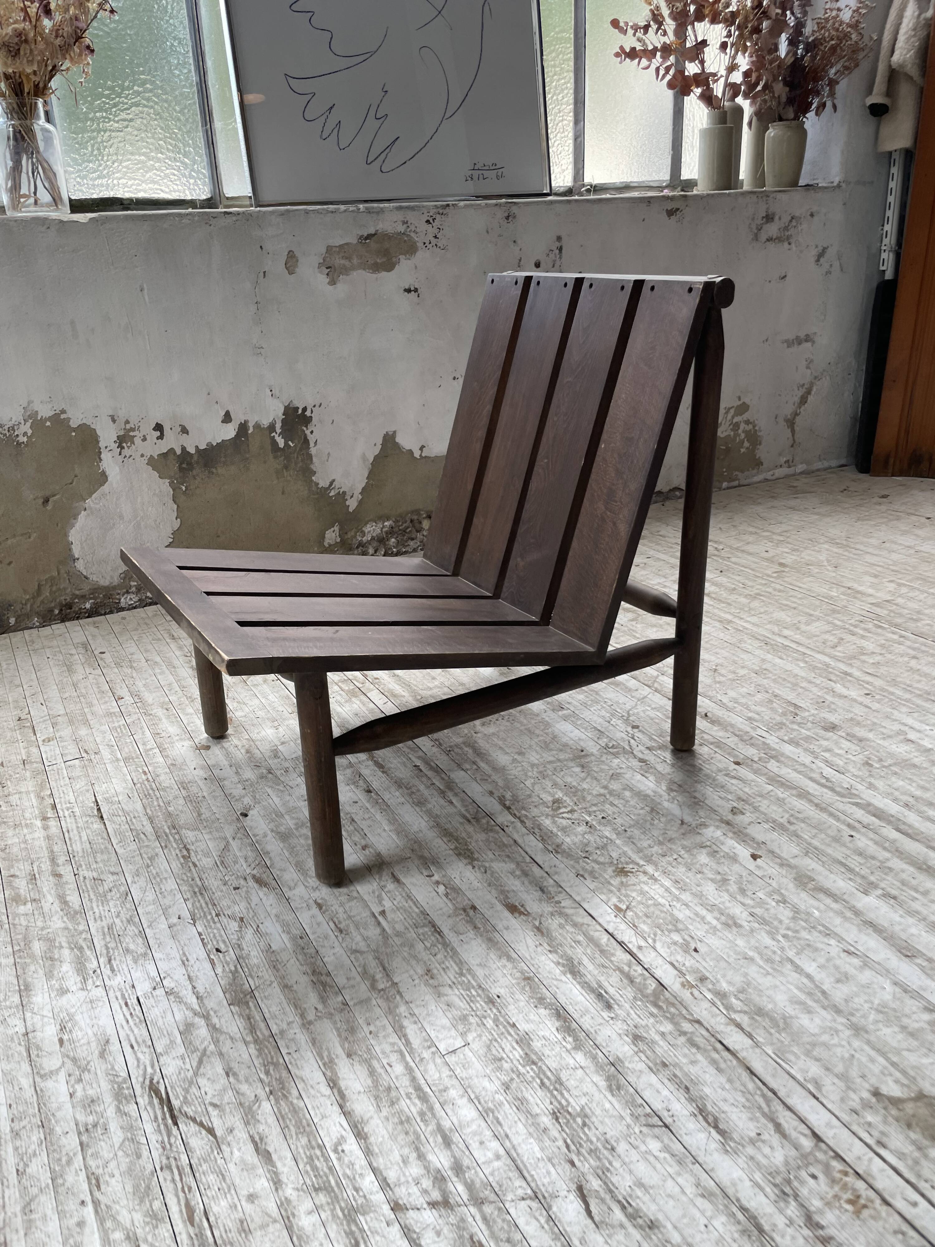 Modernist oak armchair