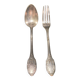 Fork and soup spoon in silver metal in their box from the brand "CERAVER OSTEAL"
