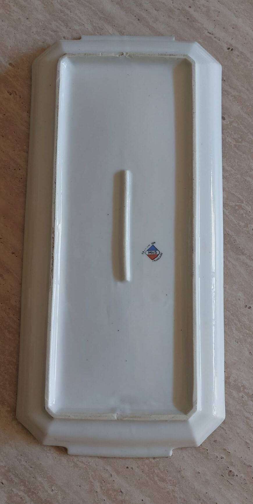 Vintage rectangular cake dish in earthenware M&S (Massé & Surget)