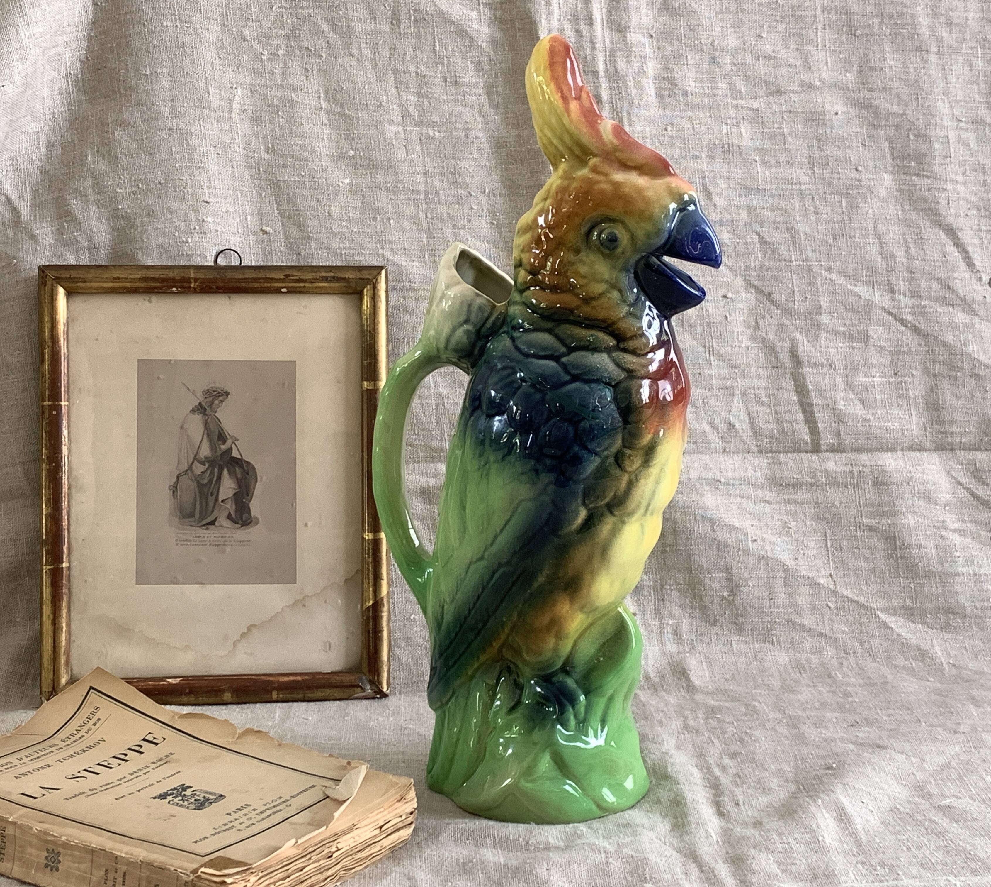 Carafe Perroquet en barbotine Saint Clément