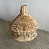 Rattan pendant lamp or light in the shape of an Asian lantern