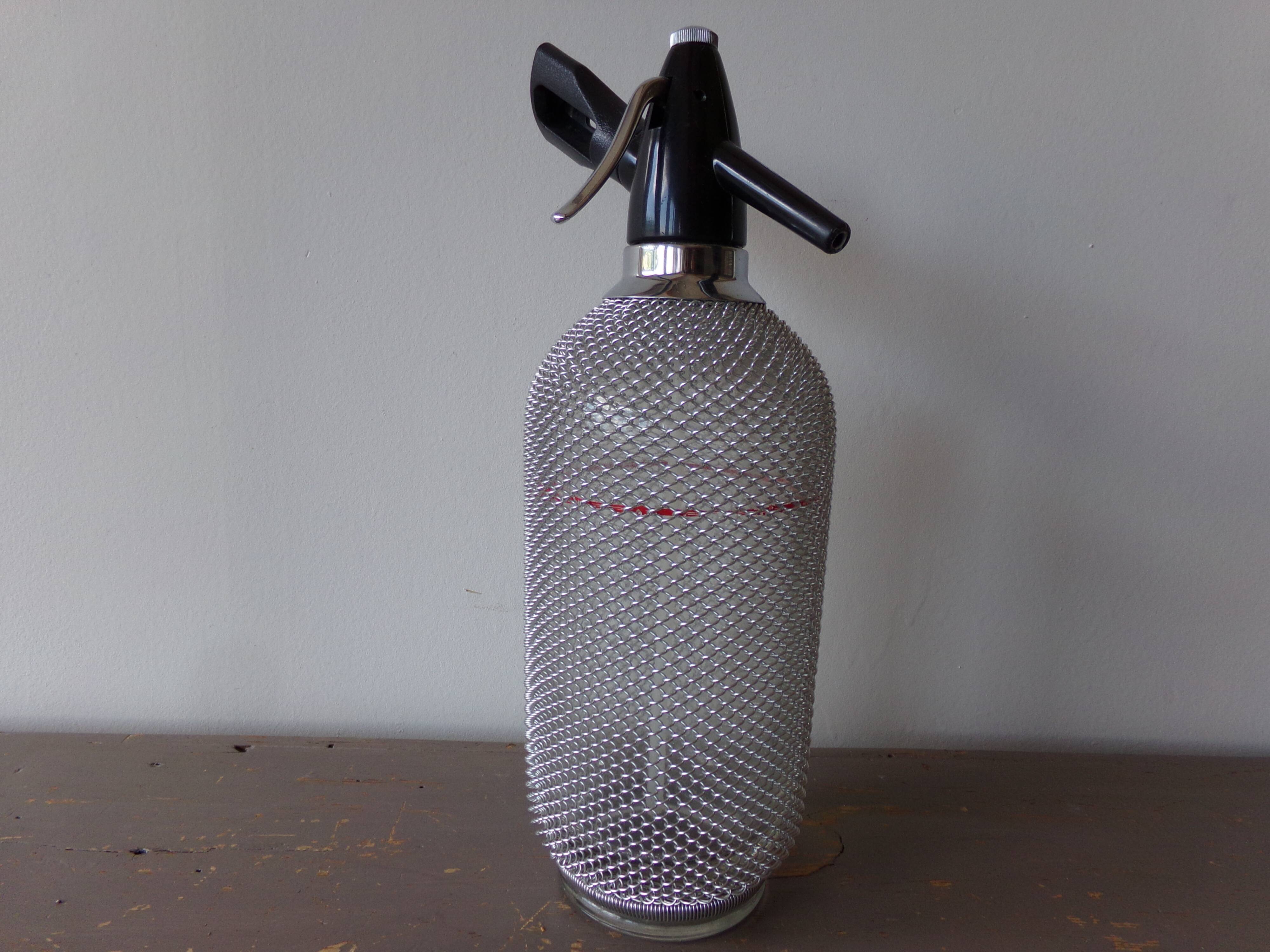 Glass Siphon and Braided Steel Mesh - Made in Czechoslovakia