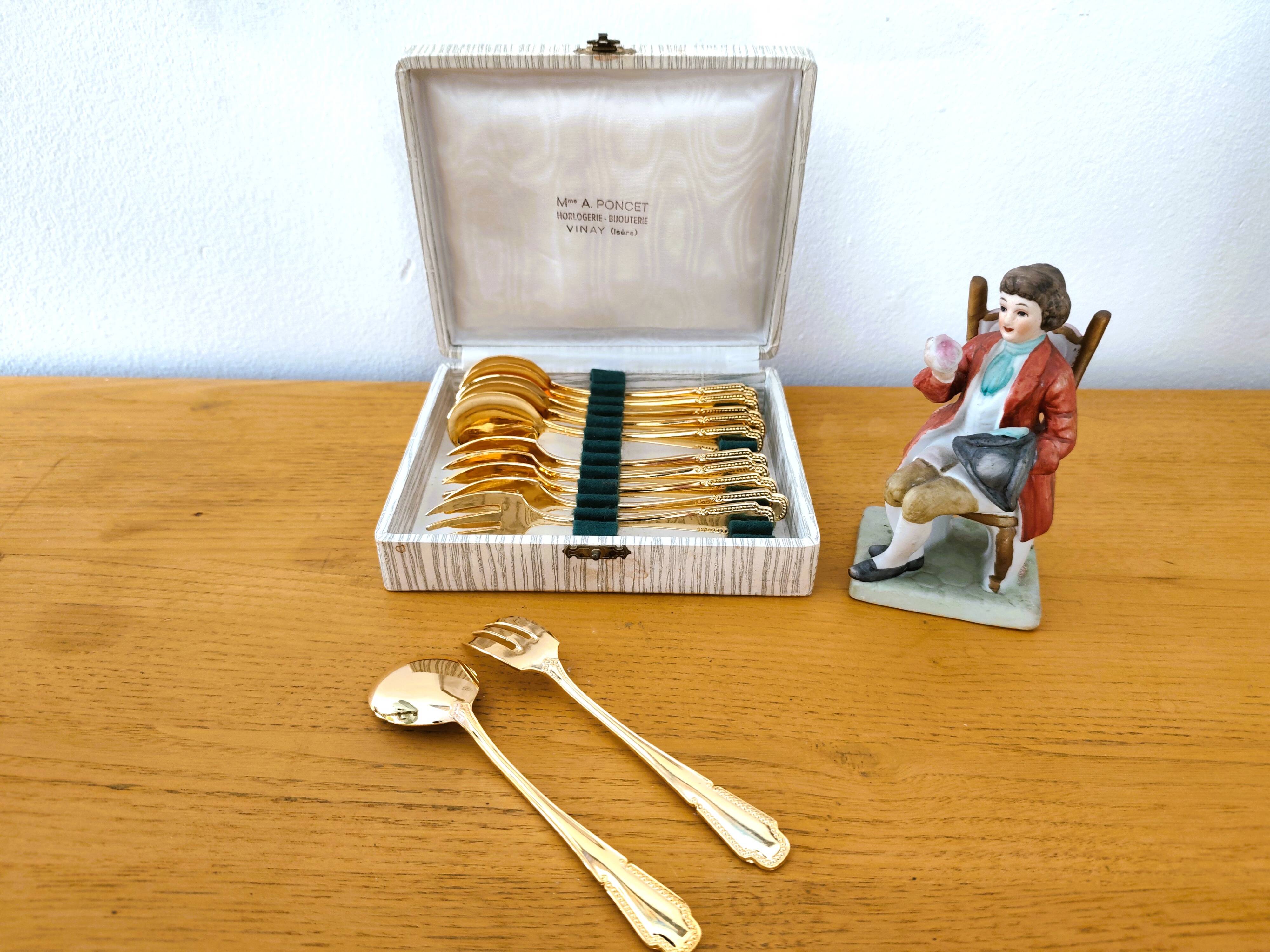 Vintage gold dessert forks and spoons