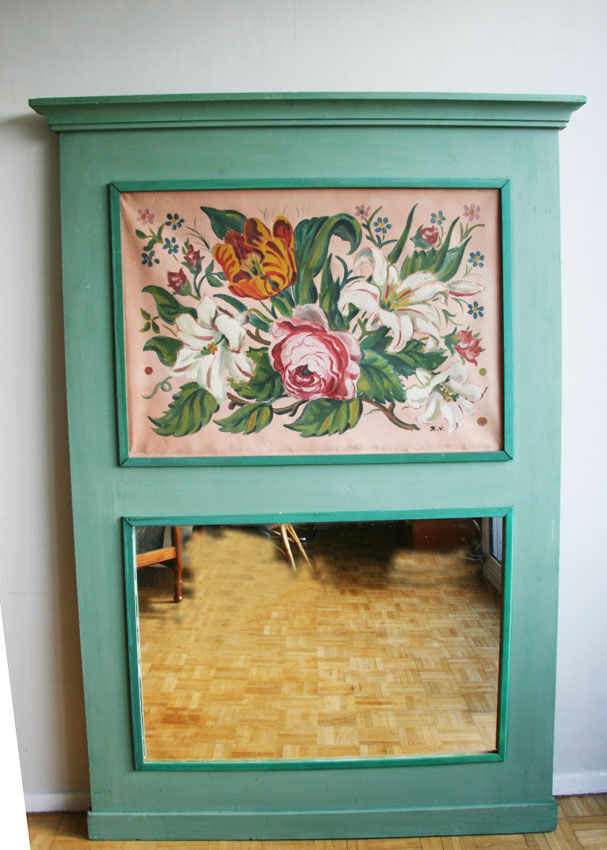 Trumeau vert amande et fleurs