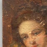 Oil canvas cbl initials portrait xviii eme woman costume