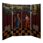 Antique Screen in painted leather