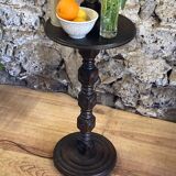 Side table floor lamp in Basque turned wood 50