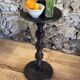 Side table floor lamp in Basque turned wood 50