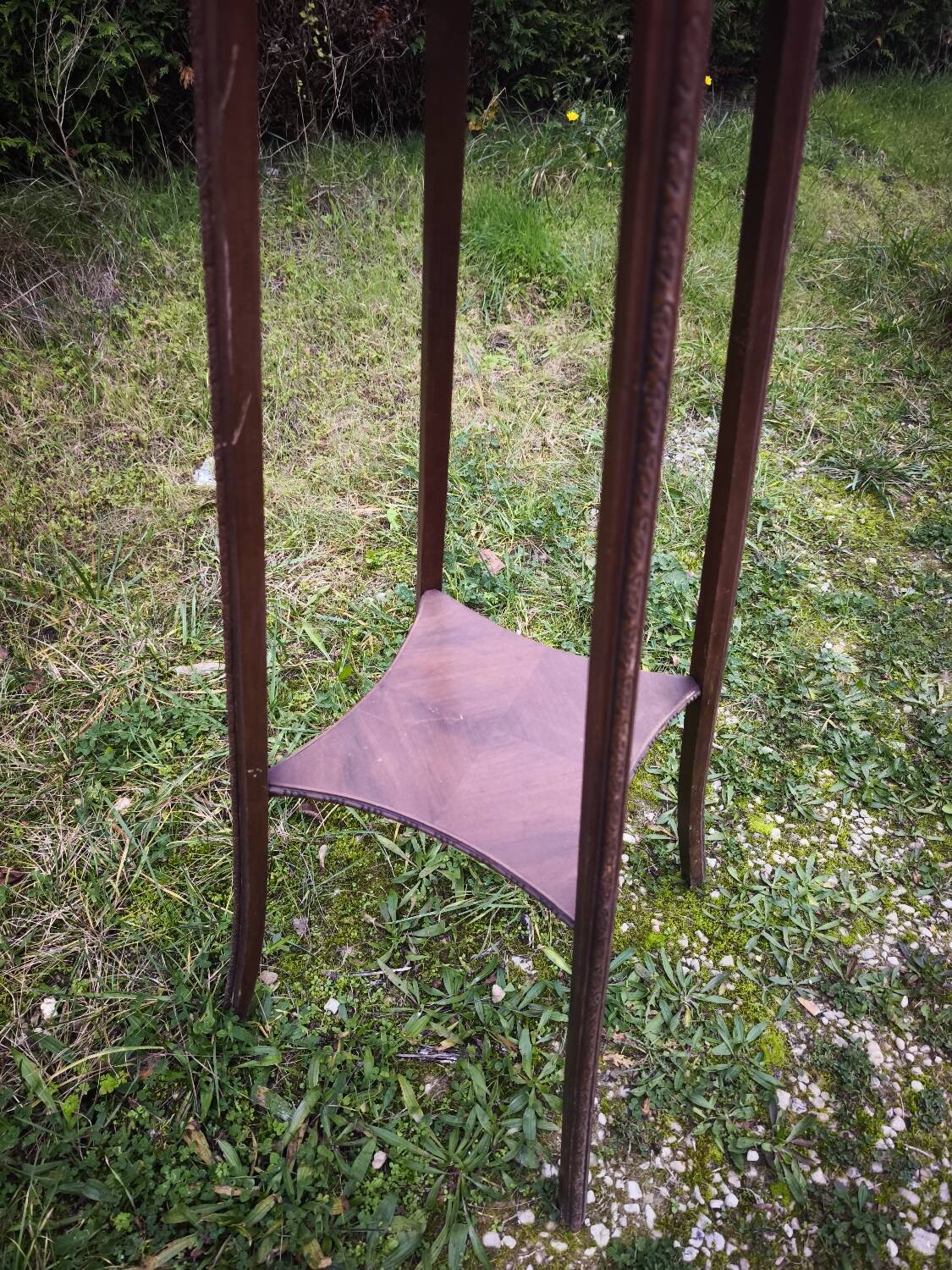 Wood and marble stool