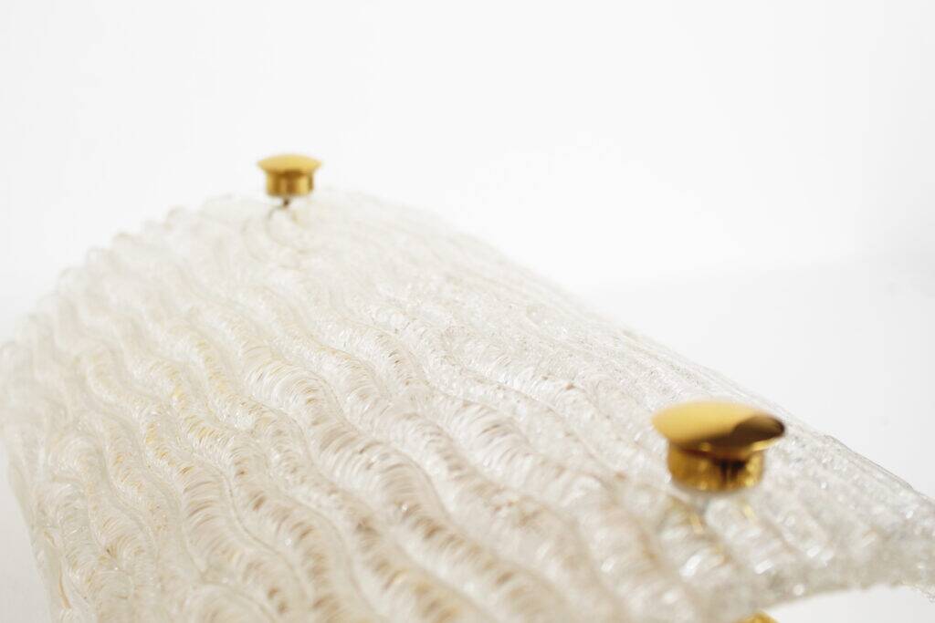 Set (2) of 1970s Italian brass & Murano glass wall lights