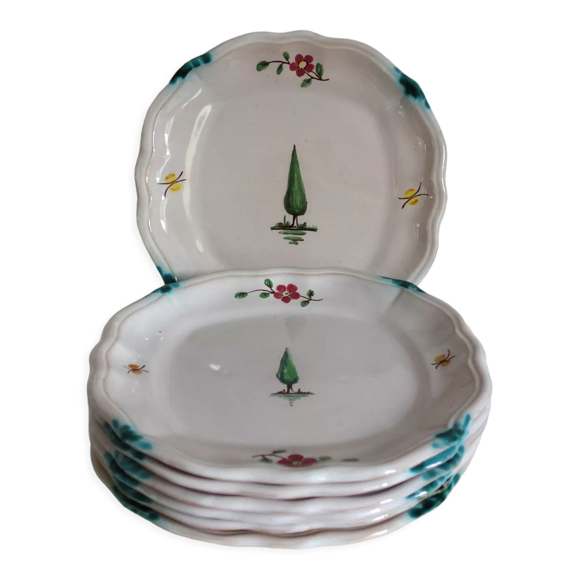 Set of 7 antique earthenware plates by the Gastine Aubagne sisters (13)