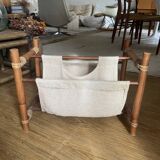 Magazine holders in wood and canvas 70s
