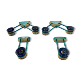 suite of 2 pairs of wall lamps 1940/1950 green & gold DLG Jean Royere VINTAGE