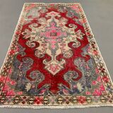 Vintage turkish oushak rug 225x130 cm shabby carpet ushak region medium