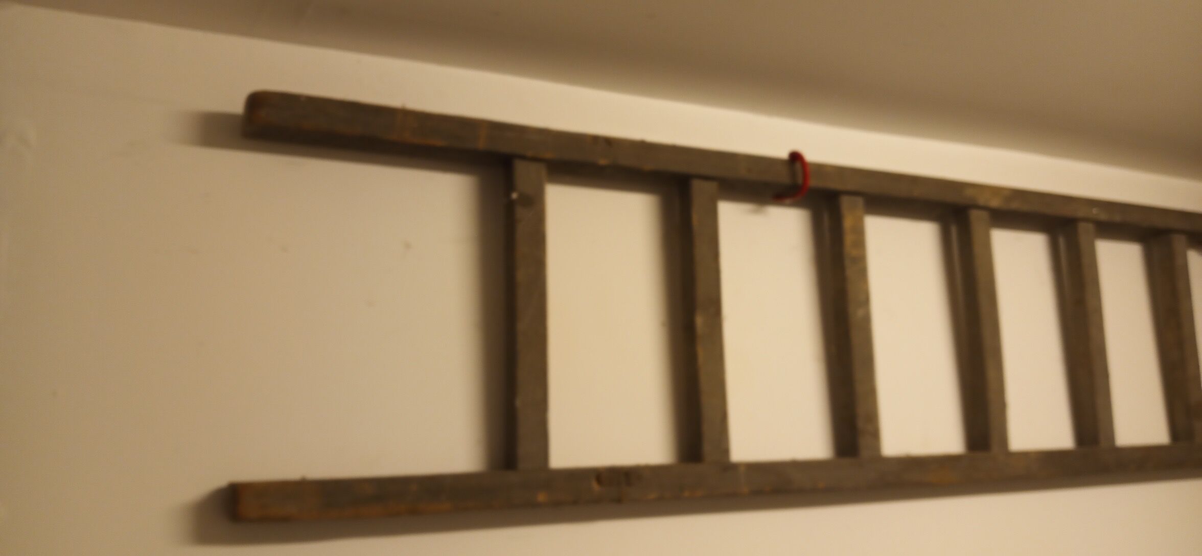 Old wooden flat roof ladder