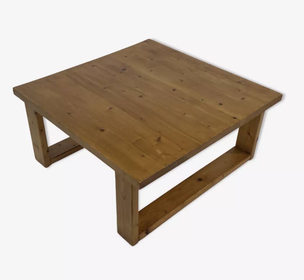 Vintage coffee table pinewood minimalist 1970s design