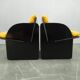 Pair of Italian Space Age Armchairs, Black Lacquer, 1970s