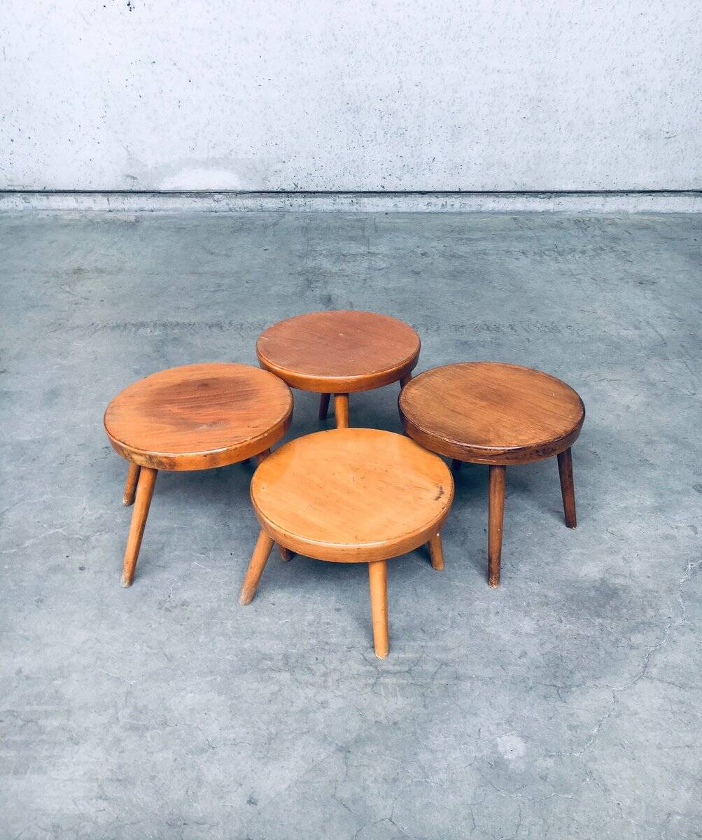 Mid-Century Low Side Table Set, Belgium, 1950s, Set of 4