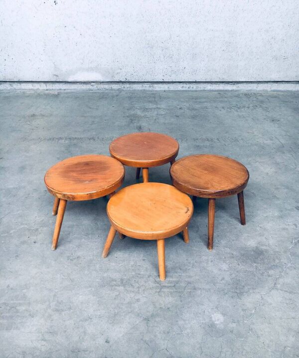 Mid-Century Low Side Table Set, Belgium, 1950s, Set of 4