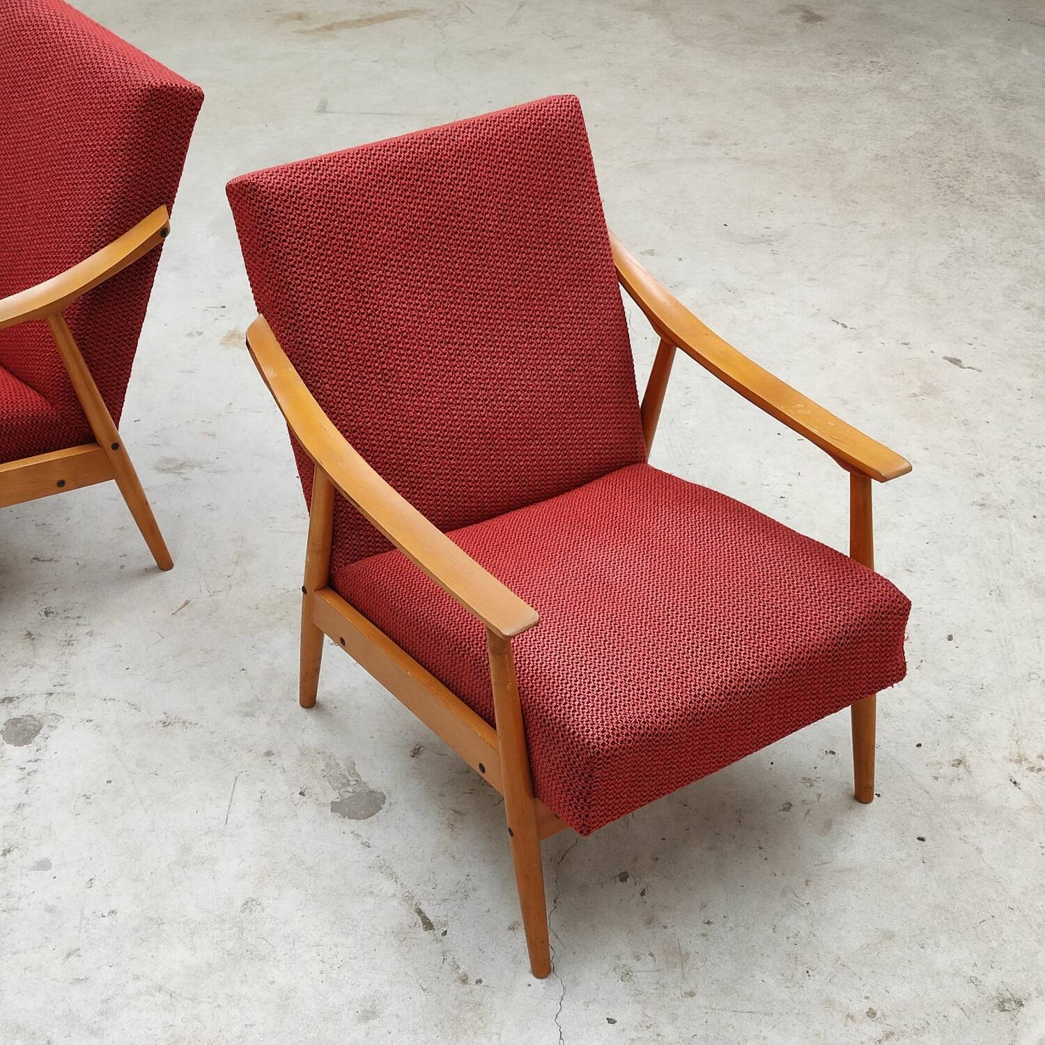 Pair of Czechoslovak armchairs 1960 red pink 1960