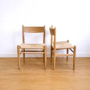 Set of 2 Hans J. Wegner CH36 dining chairs for Carl Hansen & Søn in solid oak