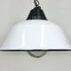 White enamel and cast iron industrial pendant light with glass cover, 1960s