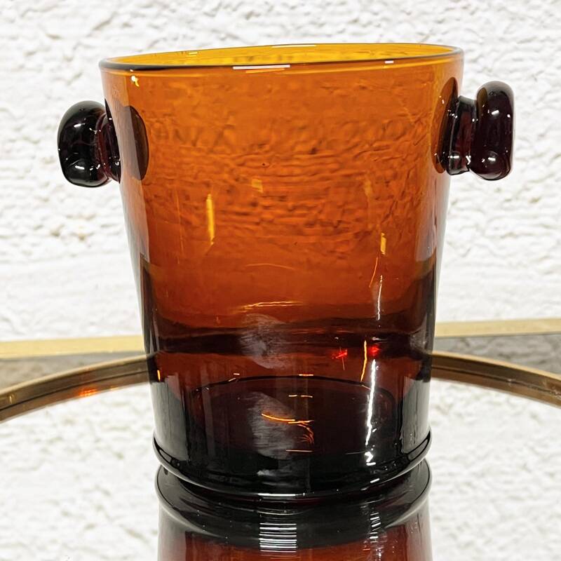 Vintage Amber Glass Ice Cube Bucket