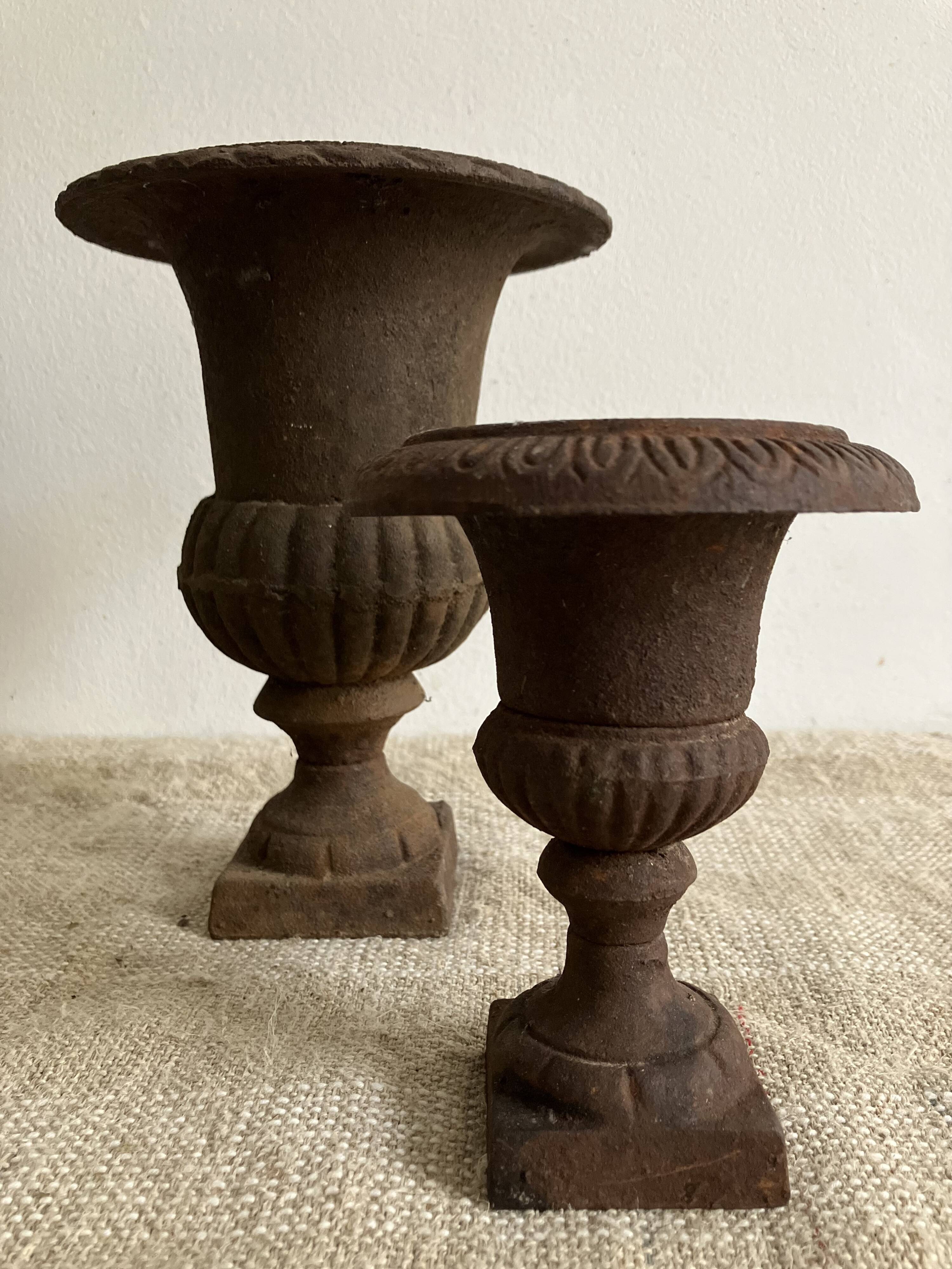 Pair of cast iron Medici vases