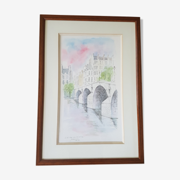 Watercolor Jean-Claude Deniel 1980 Young painting Nle Ecole de Paris Louvres