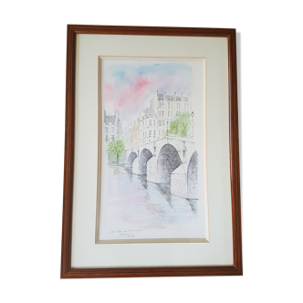 Watercolor Jean-Claude Deniel 1980 Young painting Nle Ecole de Paris Louvres