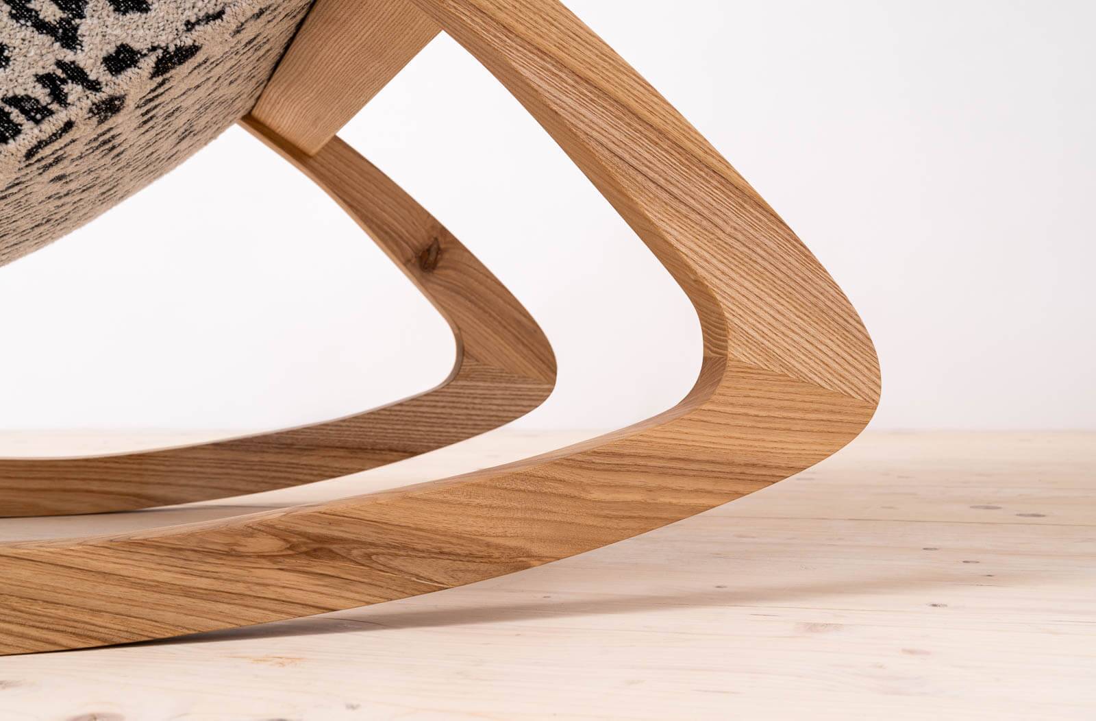 Mid Century Modern Vintage Rocking Chair, Czechoslovakia, 1950s, Reupholstered