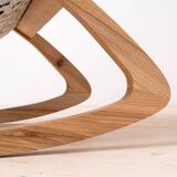 Mid Century Modern Vintage Rocking Chair, Czechoslovakia, 1950s, Reupholstered