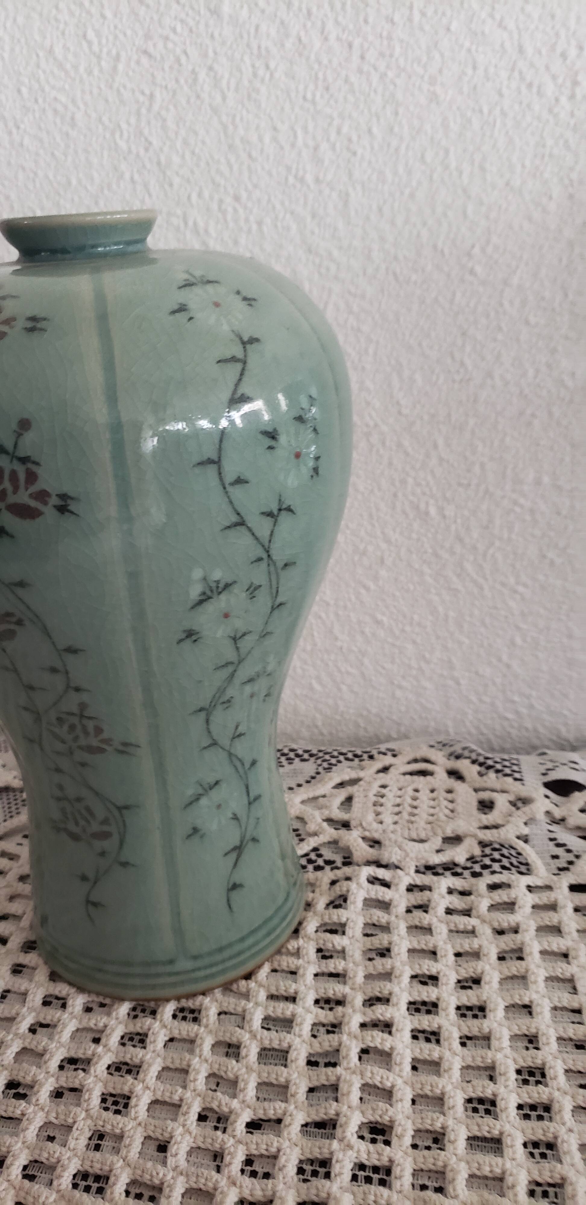 Antique Korean ceramic vase signed