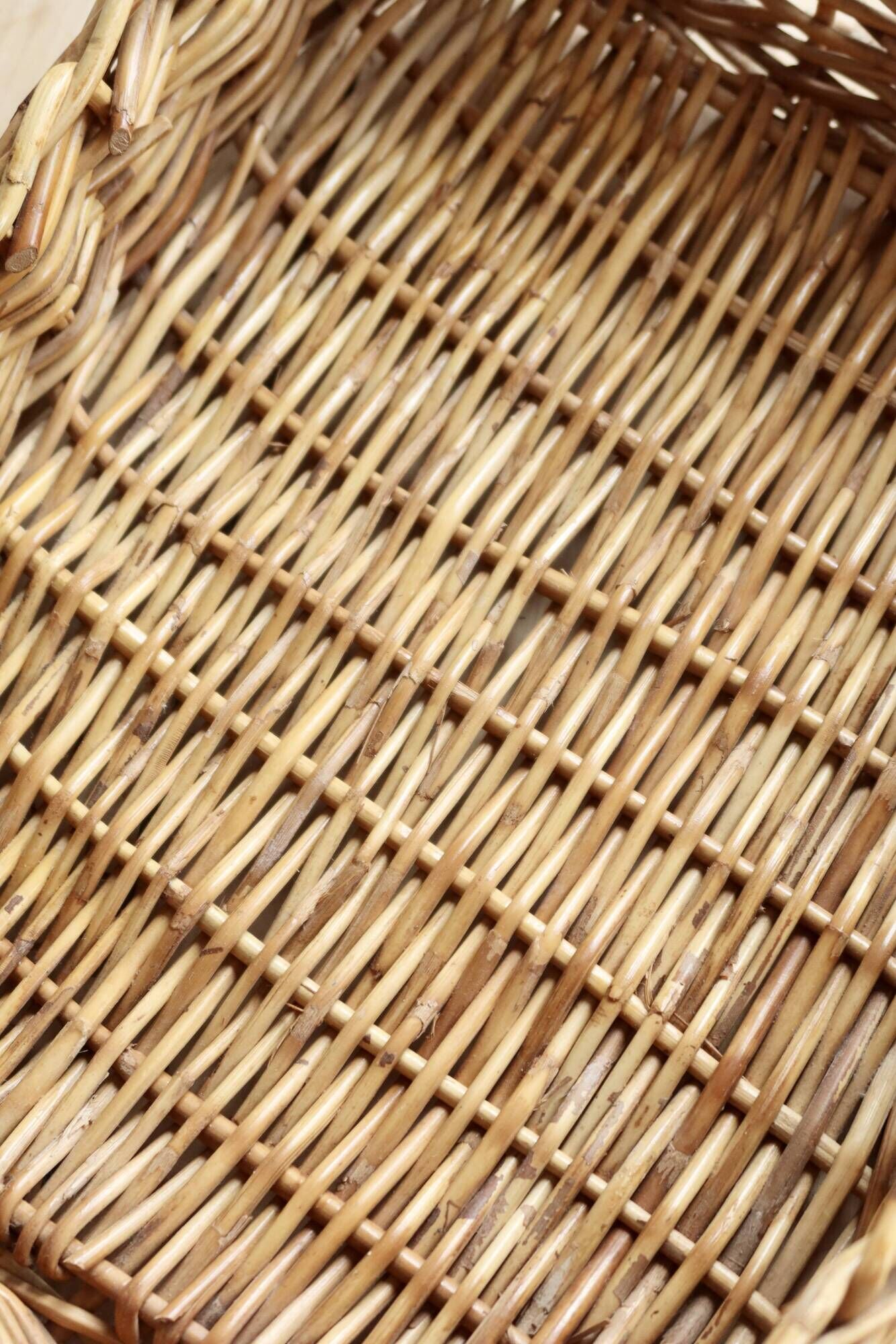 Vintage woven wicker cutlery basket
