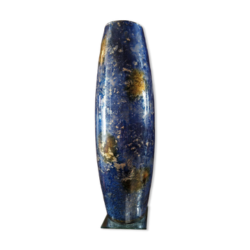 Grand vase en verre églomisé "Laque Line" – Pièce unique 40 cm