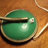 Vintage Scandinavian Art Deco desk lamp from the 40s, golden brass, retro, moon shape, swan neck