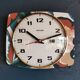 Vintage rectangular silent wall clock "Bayard terracotta green"