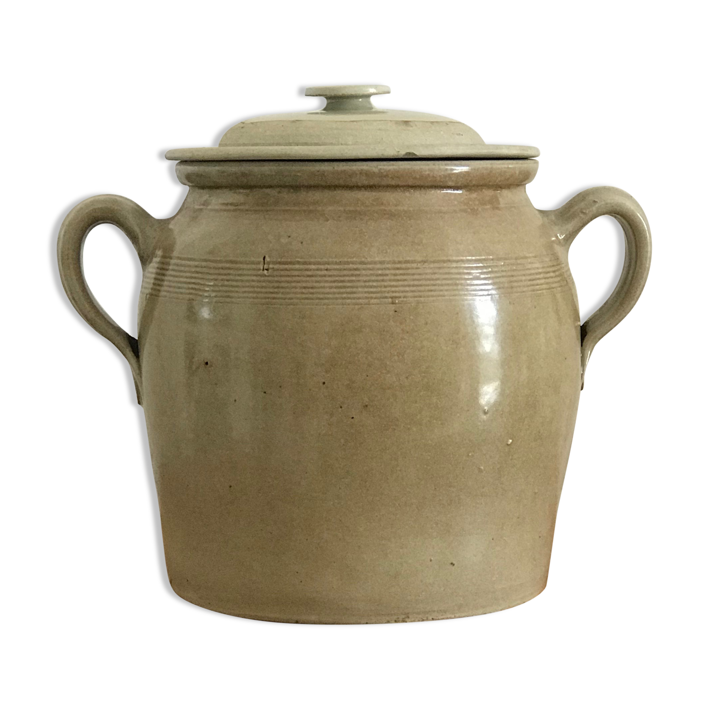 Eared sandstone jar and lid