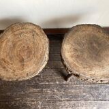 Pair of mountain coffee tables made of logs 1970