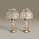 Paire de lampes cristal taillé et laiton- Production européenne 1950