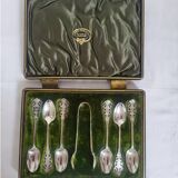 Box of 6 Small Spoons and Sugar Tongs Bergna Bros. Sunderland