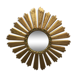 Sun mirror, witch's eye, in gilded wood circa 1960-70
