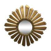 Sun mirror, witch's eye, in gilded wood circa 1960-70